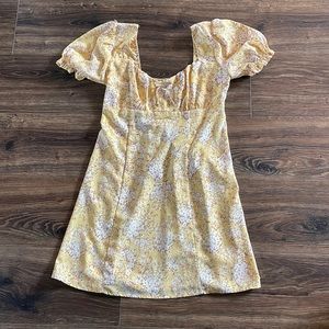 Altrd State Yellow Puff Sleeve Dress NEVER WORN